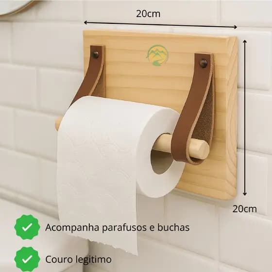 Porta papel higiênico retrô rustico de madeira