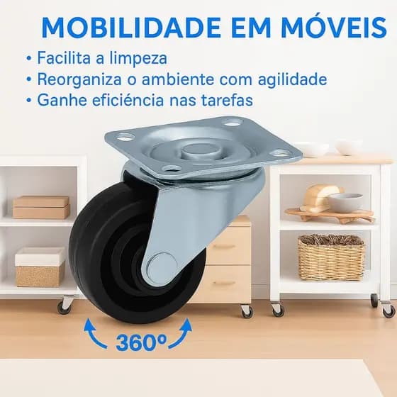 kit rodízios rodinha 30mm 3cm com 4 a 24 unidades