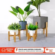 Suporte De Madeira Pinus Para Vaso De Planta Decoração Enfeite Ambiente Verde