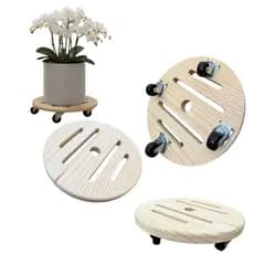 Suporte para vaso cachepot jardim com rodinhas 23cm (cx com 2) moveis jardim