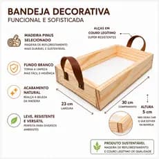 Bandeja cantinho do café caixinha para presentes madeira com alça milao milano