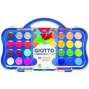 Aquarela Escolar em Pastilha giotto Mini 23mm c/ 36 cores + 2 Pincéis