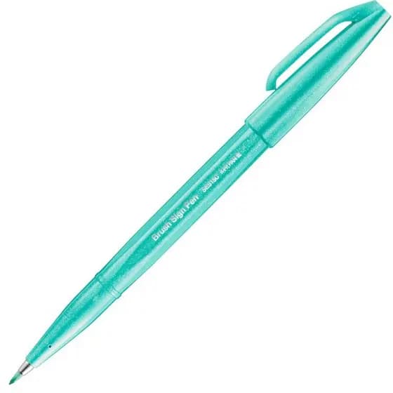 Caneta Brush Sign Pen Verde Esmeralda Ses15c-d4x Pentel