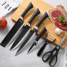 Kit Jogo De Facas Inox Descascador E Tesoura 6 Peças caixa