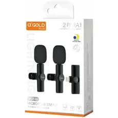 Microfone Lapela Duplo Lightning iPhone Sem Fio A'GOLD Redução Ruído Pro MCF-06