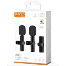 Microfone Lapela Duplo Typo-C Sem Fio A'GOLD Redução Ruído Pro MCF-07