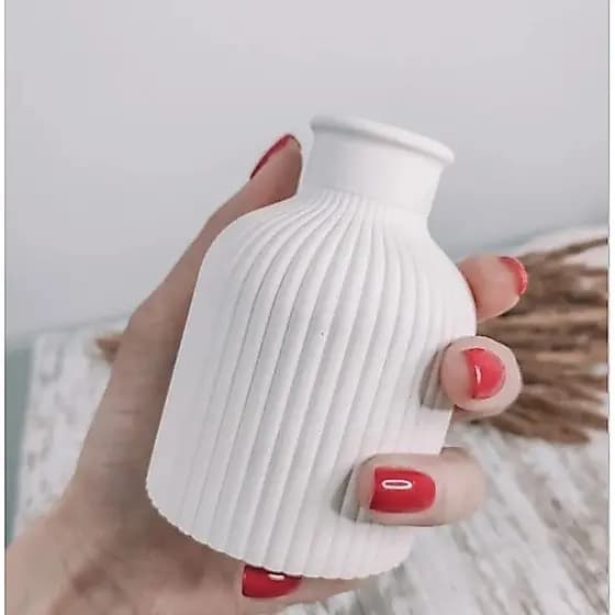 vaso decorativo de cimento branco com gesso
