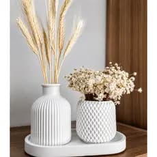 Kit Nina Decoração Bandeja com conjunto de vasos  em gesso / sem flores / casa copa/ sala/ home / presente