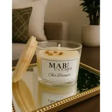 Vela Aromática Chá Branco Essência  PREMIUM  100 g   Pote Vidro Tampa Madeira