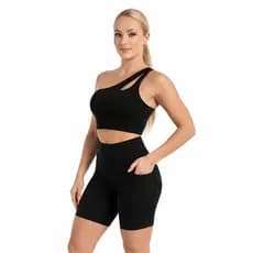 Conjunto De Corrida Short Bolso Top Duplo Regata Corrida Roupa de Treino Feminina Cós Alto