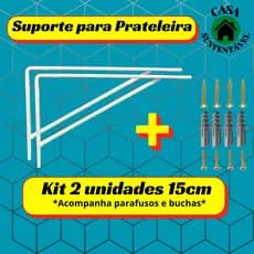 Kit 2 Cantoneira Mão Francesa 15cm Branco Brilhante Suporte Para Prateleira Com Parafusos Overtime