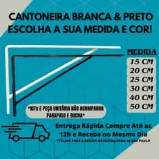 Cantoneira Mão Francesa Suporte Prateleira Branco e Preto 15 a 50 cm Leve reforçada ED
