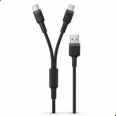 Cabo Carregador Dados 2 Em 1 USB C Carga Rápida 1 Metro Transferência Arquivos Celular Universal