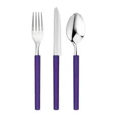 Conjunto de Talheres 18 Peças Di Solle Millenium Roxo em Aço Inox C/ Porta Talheres