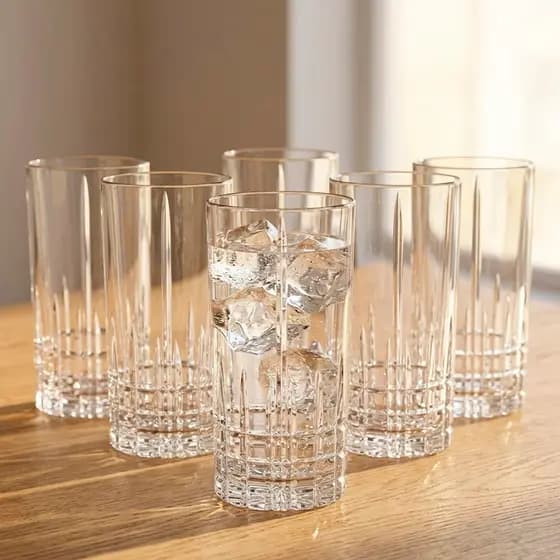 Jogo de 6 Copos de Vidro 350ml Altos Simetria Casambiente – Copos para Água Suco Refrigerante
