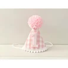 Mini Chapéu Parabéns Personalizado Rosa Xadrez