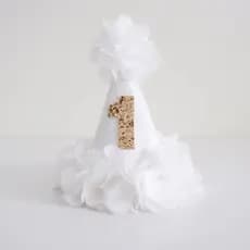 Mini Chapéu Parabéns Personalizado Branco com Renda