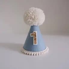 Mini Chapéu Parabéns feltro cinza
