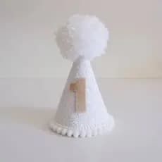 Mini Chapéu Parabéns Branco, Mini Chapéu Parabéns em Glitter, Mini Chapéu Parabéns Personalizado, Chapeuzinho de Aniversário