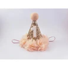 Mini Chapéu Parabéns Personalizado Dourado com Renda