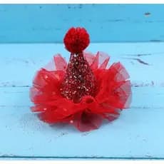 Mini Chapéu Parabéns Personalizado Vermelho com Renda