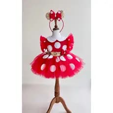 Vestido Minnie Vermelho e Dourado, Vestido Minnie, Vestido Disney, Fantasia Minnie, Fantasia Disney