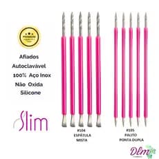 Kit 05 Palitos Unha + 05 Espátulas Mista Bastão  Manicure Podologia Slim