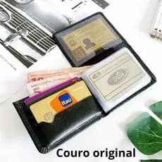 Carteira em Couro Masculina  com abertura em L Luis