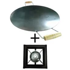 Kit Chapa Tipo Disco de Arado Redonda 37cm + Fogareiro A Álcool