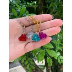 kit 30 mini chaveiros de coração personalizado em resina