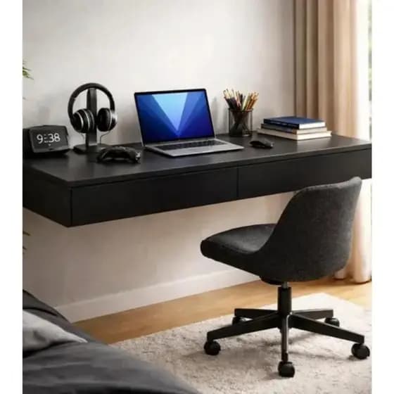 Escrivaninha Suspensa Mesa Gamer Moderno Top Premium Preto Mega Oferta