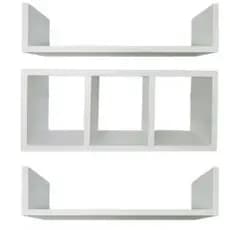 Kit Nicho Prateleira 3 Peças Decorativo Organizador Banheiro Quarto Sala Mdf Cru e Branco