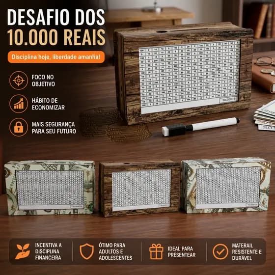 🔥 Cofre Desafio 10.000 Reais – Comece Hoje | Dólar ou Amadeirado 💰