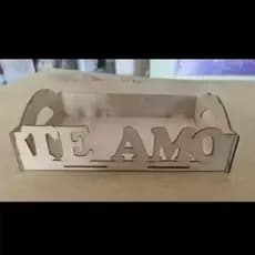 Bandeja Decorativa MDF “TE AMO” | Porta Objetos Romântico | Decoração Elegante Apenas Cru