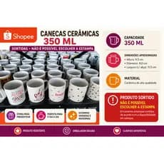 Caneca Cerâmica 300ml – Kits com 1, 2 ou 3 Unidades ☕✨