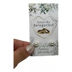 Kit 150 Tags Lembrancinha Casamento Nosso Dia Inesquecível Mimo Brindes + Brincos 8 mm