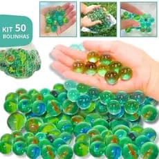 Kit Bolinha de Gude de Vidro Lisa Fubeca 50 Unidades