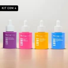 Kit 4 Sérum Facial Rosa Mosqueta Colágeno Clareador Vitamina C 30 ml Cada Cuidados com a Pele Rosto