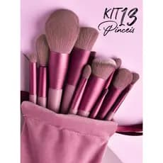 Kit Profissional 13 Pincéis de Maquiagem Pincel Super Macio Luxo com Bolsinha de Veludo Luxuoso