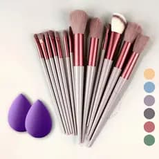 Kit Profissional 13 Pincéis de Maquiagem + 2 Esponjas Gota Pincel Super Macio Luxo Bolsinha Veludo