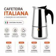 Cafeteira Italiana Premium Moderna 12/9/6/4 Xícaras Café Expresso Forte Moka Aço Inox