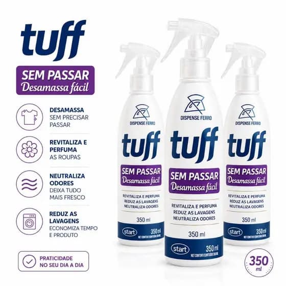 Tuff 350ml Sem Passar 3, 2 ou 1 Unidades Elimina Amassados e Neutraliza Odores Sem Ferro