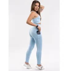 Conjunto Calça Legging e Cropped Fitness Academia Feminino Verão
