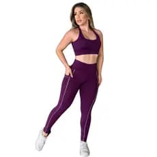 Conjunto Calça Legging e Cropped top  Fitness Academia feminino verão