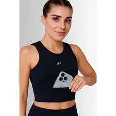 Cropped Suplex Top Academia Feminino Fitness com Bolso Corrida Alta Sustentação com Bojo Removível