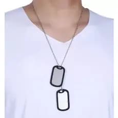 Corrente colar militar masculino placa identificação aço inox
