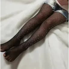 Meia Arrastão Com Brilho Meia Calça Preta Infantil Para Festa