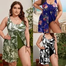 Plus Size  Extra Tamanho Grande Cobertura de Barriga Emagrecida Conservative Digital Saia Bikini