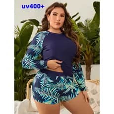 UV bikini  Plus Size Plus gordo/maiô com colete dividido/terno de surf feminino Anti-sol de manga