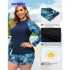 UV bikini  protetor solar  manga comprida Biquíni/ terno de duas peças novo estilo impresso cintura